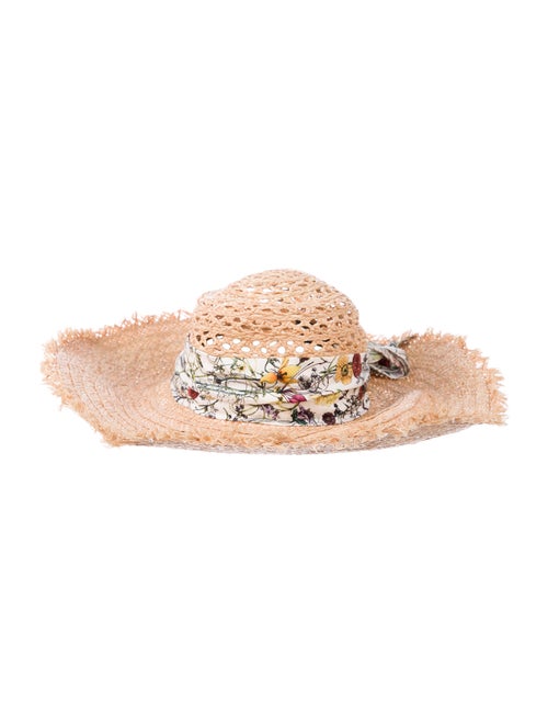 Gucci Raffia Floral Hat Tan