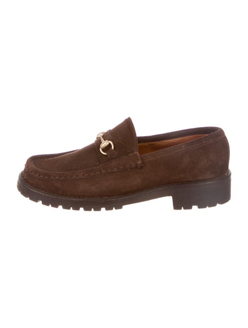Gucci Horsebit Accent Suede Loafers Brown