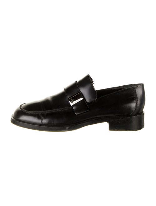 Gucci Leather Scalloped Accent Dress Loafers Black