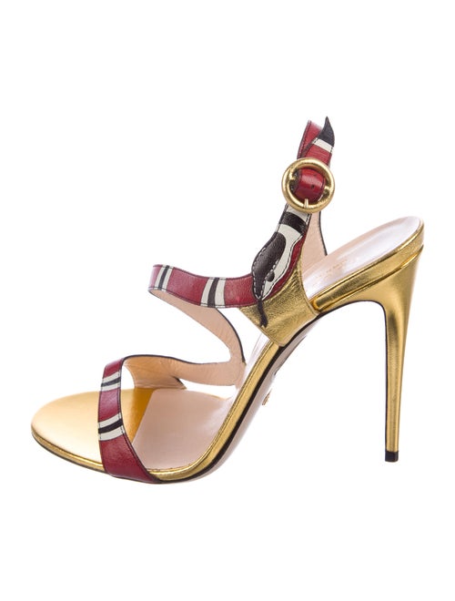 Gucci Kingsnake Leather Sandals Gold