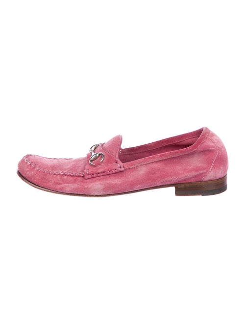 Gucci Horsebit Accent Suede Loafers Pink