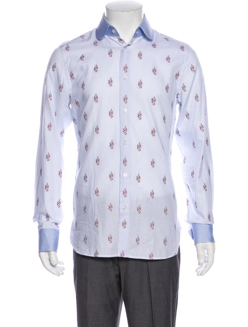 Gucci 2018 Printed Dress Shirt Blue
