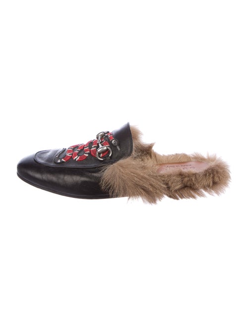 Gucci Princetown Fur Kingsnake Leather Slippers Bl