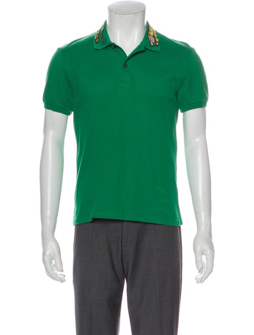 Gucci Tiger Graphic Print Polo Shirt Green