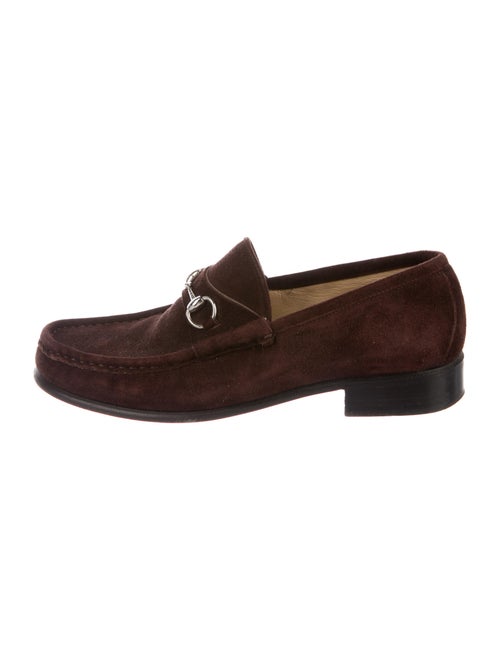 Gucci Horsebit Accent Suede Loafers Brown