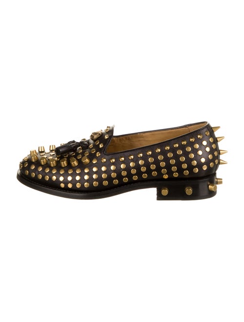 Gucci Leather Tassel Accents Loafers Black