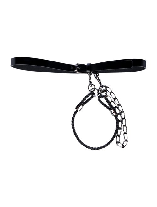 Gucci Chain-Link Leather Belt Black