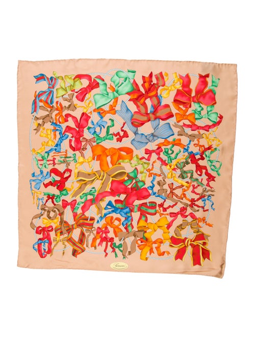 Gucci Printed Silk Scarf Tan