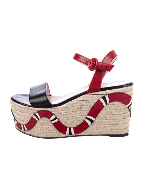 Gucci Barbette Kingsnake Leather Espadrilles Black