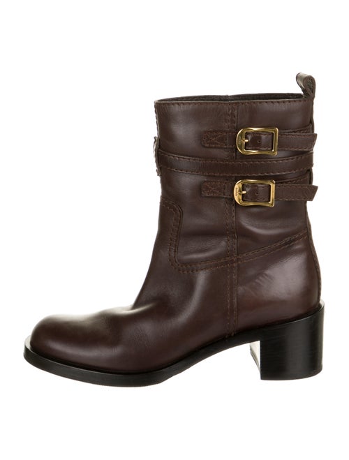 Gucci Leather Moto Boots Brown