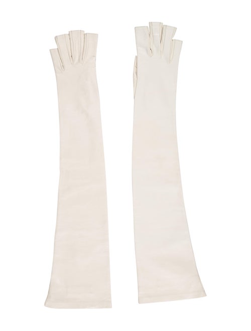 Gucci Leather Fingerless Gloves White