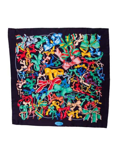 Gucci Printed Silk Scarf Navy