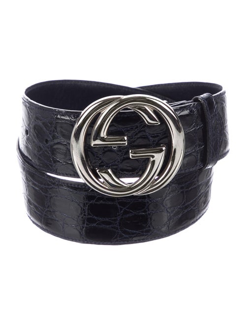 Gucci GG Alligator Belt Navy