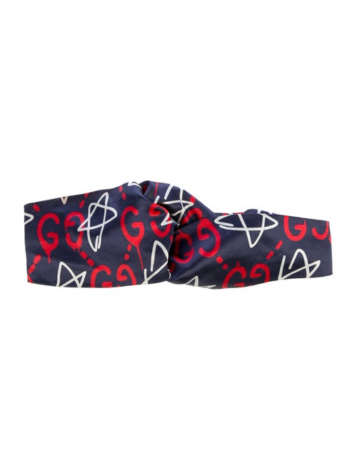 Gucci GG Ghost Silk Headband Blue