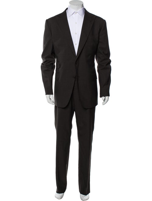 Gucci Wool Plaid Print Two-Piece Suit Wool