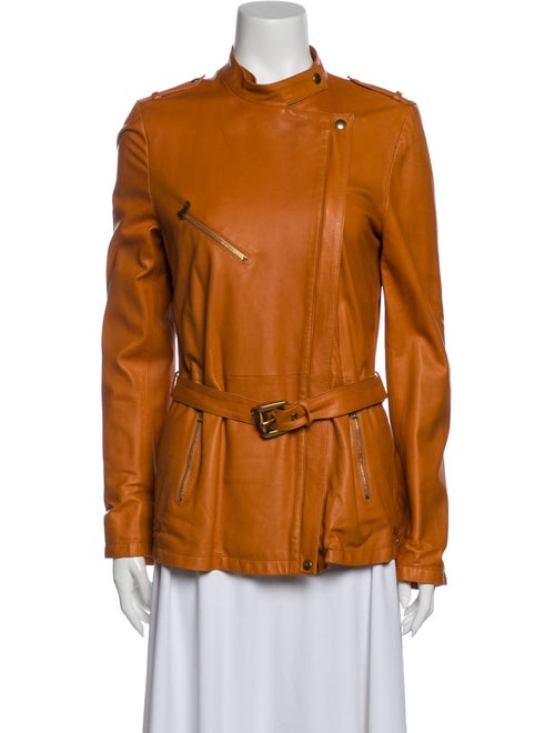 Gucci Leather Biker Jacket Orange