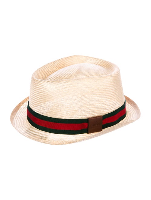 Gucci Raffia Web Fedora Hat Tan