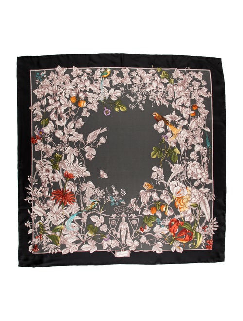 Gucci Flora Silk Scarf w/ Tags Black