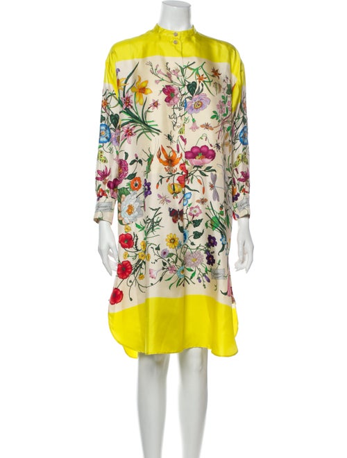 Gucci Printed Knee-Length Dress Yellow