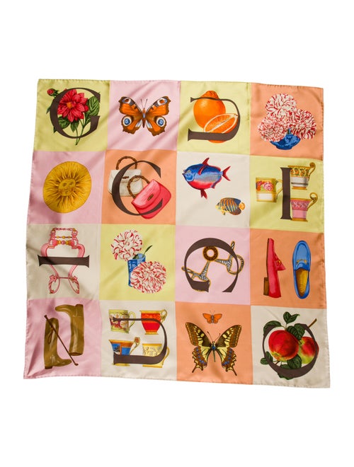 Gucci Silk Logo Scarf Coral