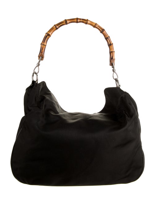 Gucci Vintage Nylon Bamboo Satchel Black