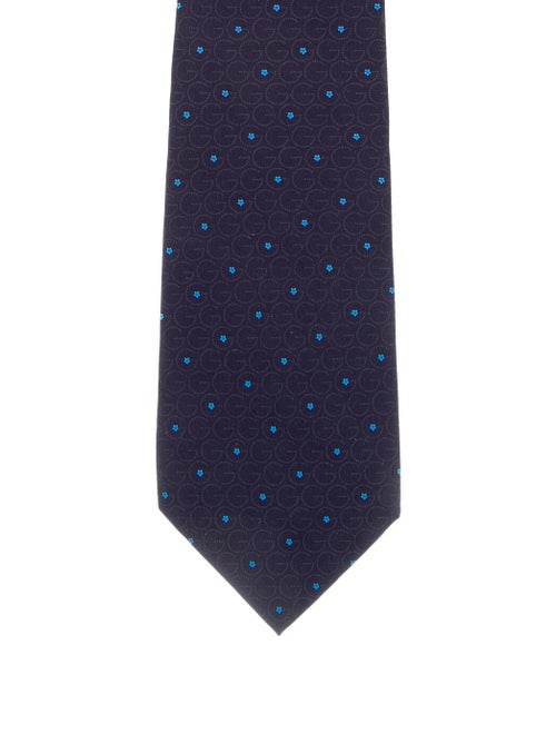 Gucci Printed Silk Tie blue