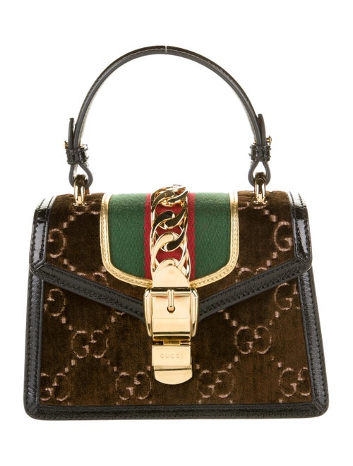 Gucci Sylvie GG Velvet Mini Bag Brown