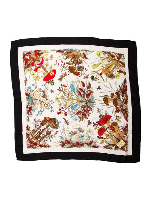 Gucci Printed Silk Scarf Black