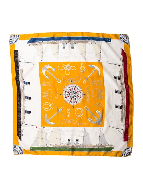 Gucci Nautical Silk Scarf Yellow