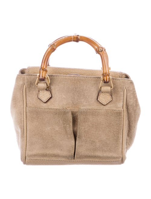 Gucci Vintage Mini Suede Bamboo Bag gold