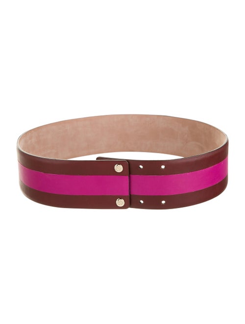 Gucci Leather Striped Waist Belt Brown