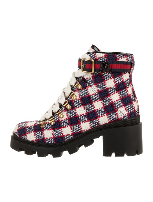 Gucci Printed Lace-Up Boots Red