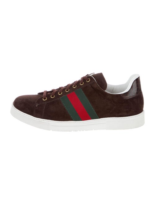 Gucci Calfskin Printed Sneakers Brown