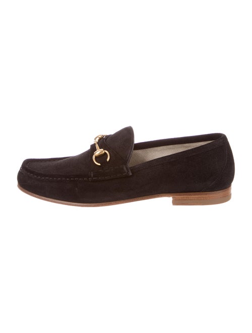 Gucci Horsebit Accent Suede Loafers Black