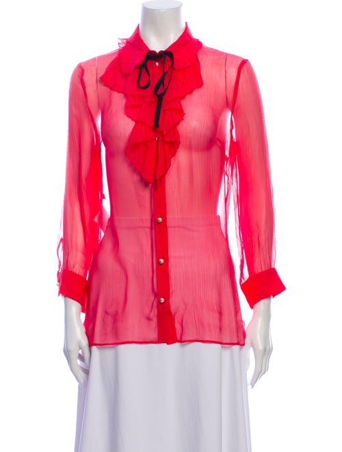 Gucci 2015 Silk Button-Up Top Pink