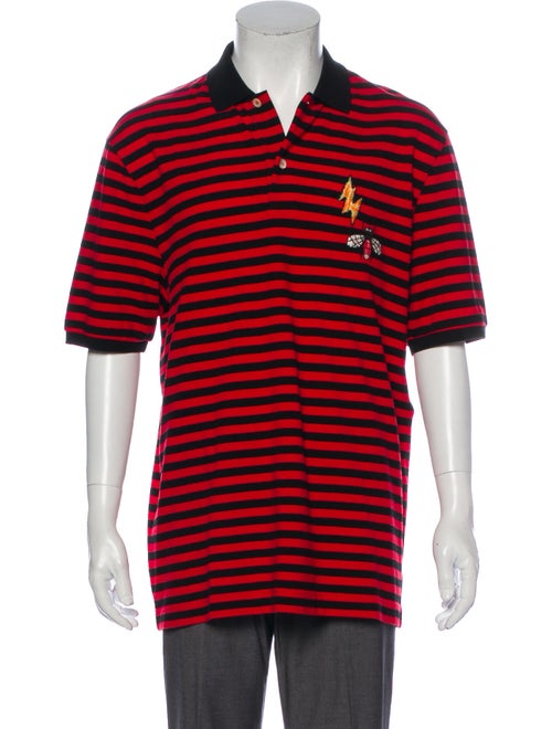 Gucci Bee Striped Polo Shirt Red
