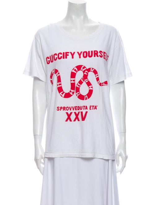 Gucci Graphic Print Crew Neck T-Shirt White