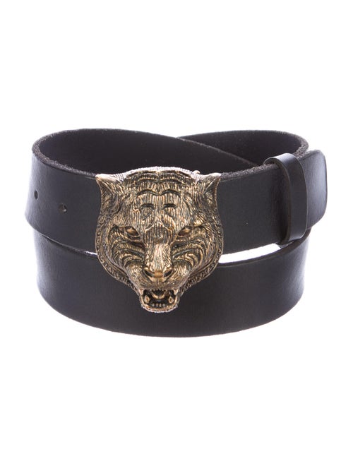 Gucci Feline Leather Belt Black