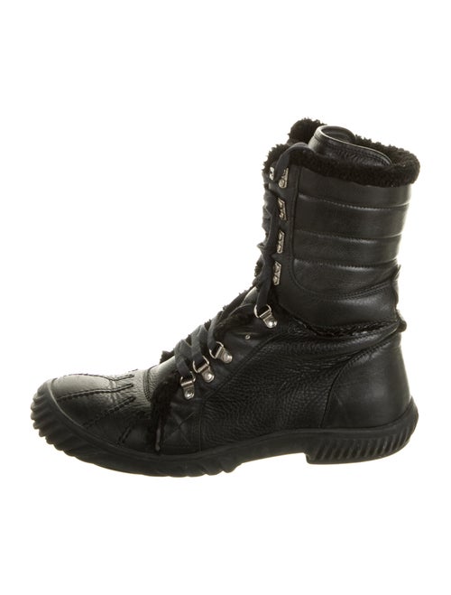 Gucci Leather Combat Boots Black