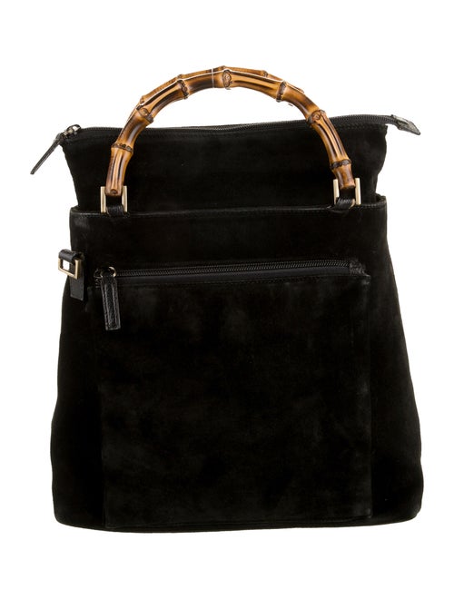 Gucci Vintage Suede Bamboo Satchel Black