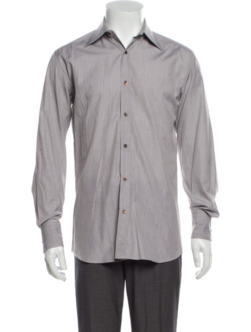 Gucci Striped Long Sleeve Dress Shirt Grey