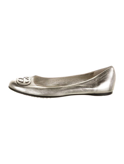 Gucci Leather Ballet Flats Silver