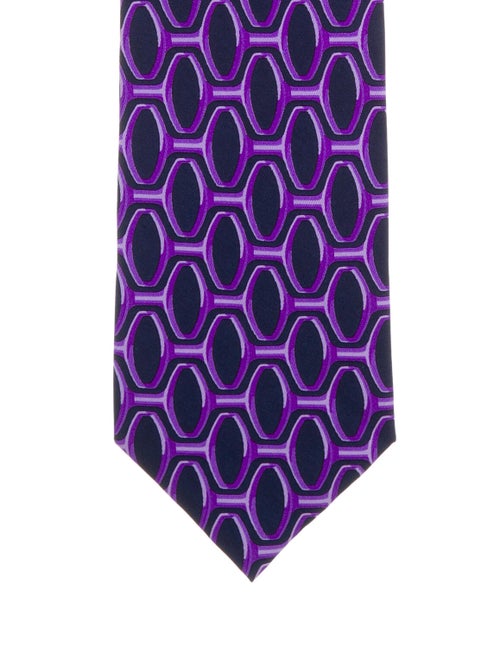 Gucci Printed Silk Tie navy