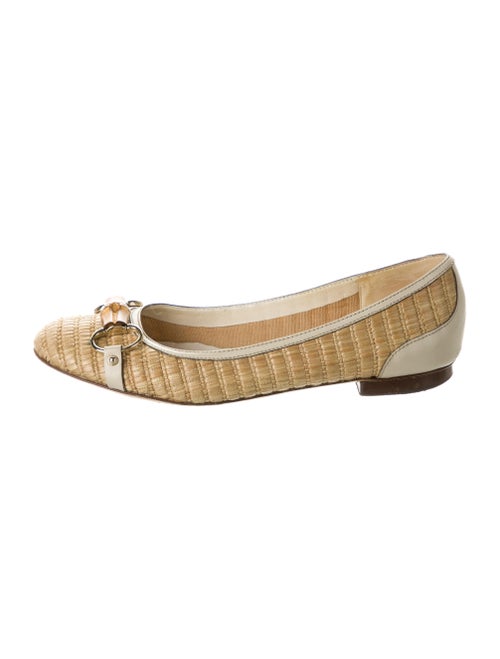 Gucci Horsebit Accent Raffia Ballet Flats