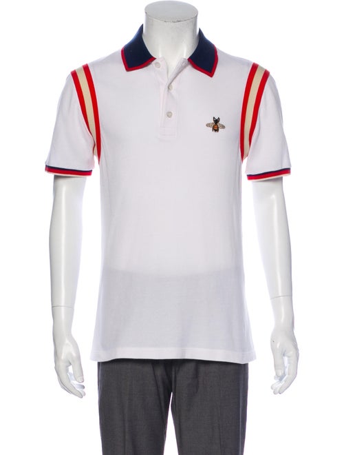 Gucci Bee Crew Neck Polo Shirt White