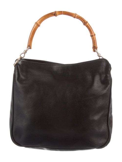 Gucci Vintage Leather Bamboo Bag Black