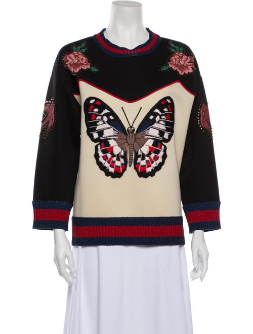 Gucci Printed Crew Neck Sweatshirt Black