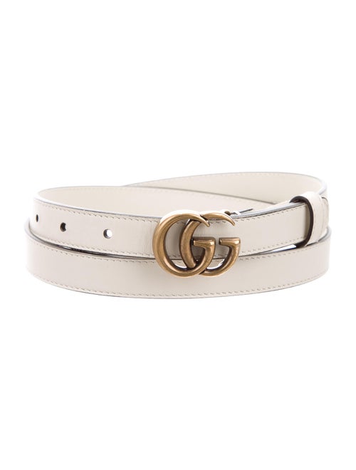 Gucci GG Leather Skinny Belt gold
