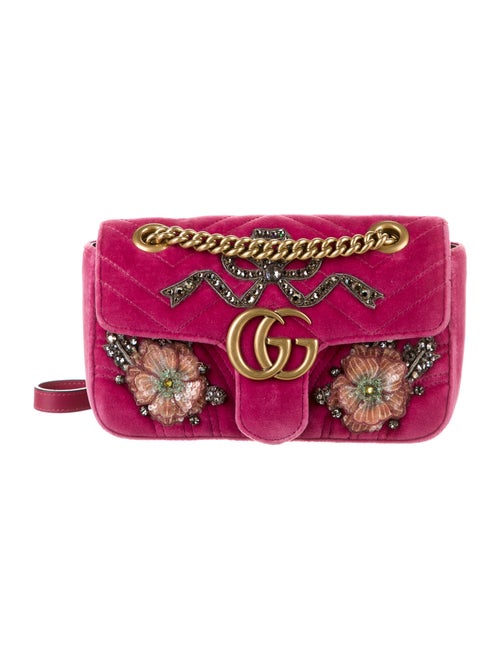 Gucci GG Marmont Embroidered Velvet Mini Bag w/ Ta