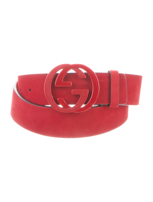 Gucci Interlocking G Suede Belt red